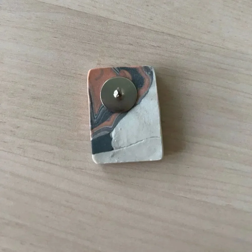 Glazed Ceramic Handmade Rectangular Pin